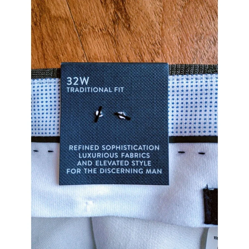 John W. Nordstrom JWN Glen Plaid Wool Dress Pants 32W Traditional Fit